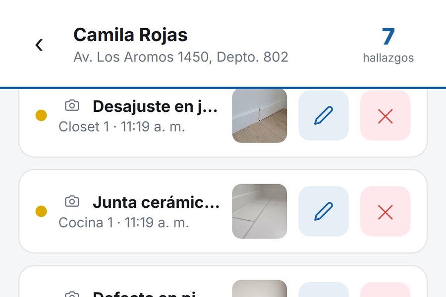 La misma pantalla ya sincronizada: sin la barra de sin conexión y sin fotos pendientes